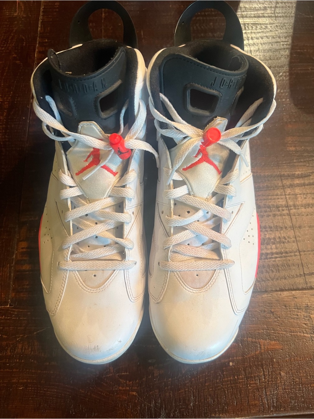 Jordan White and Red High-Top Sneakers